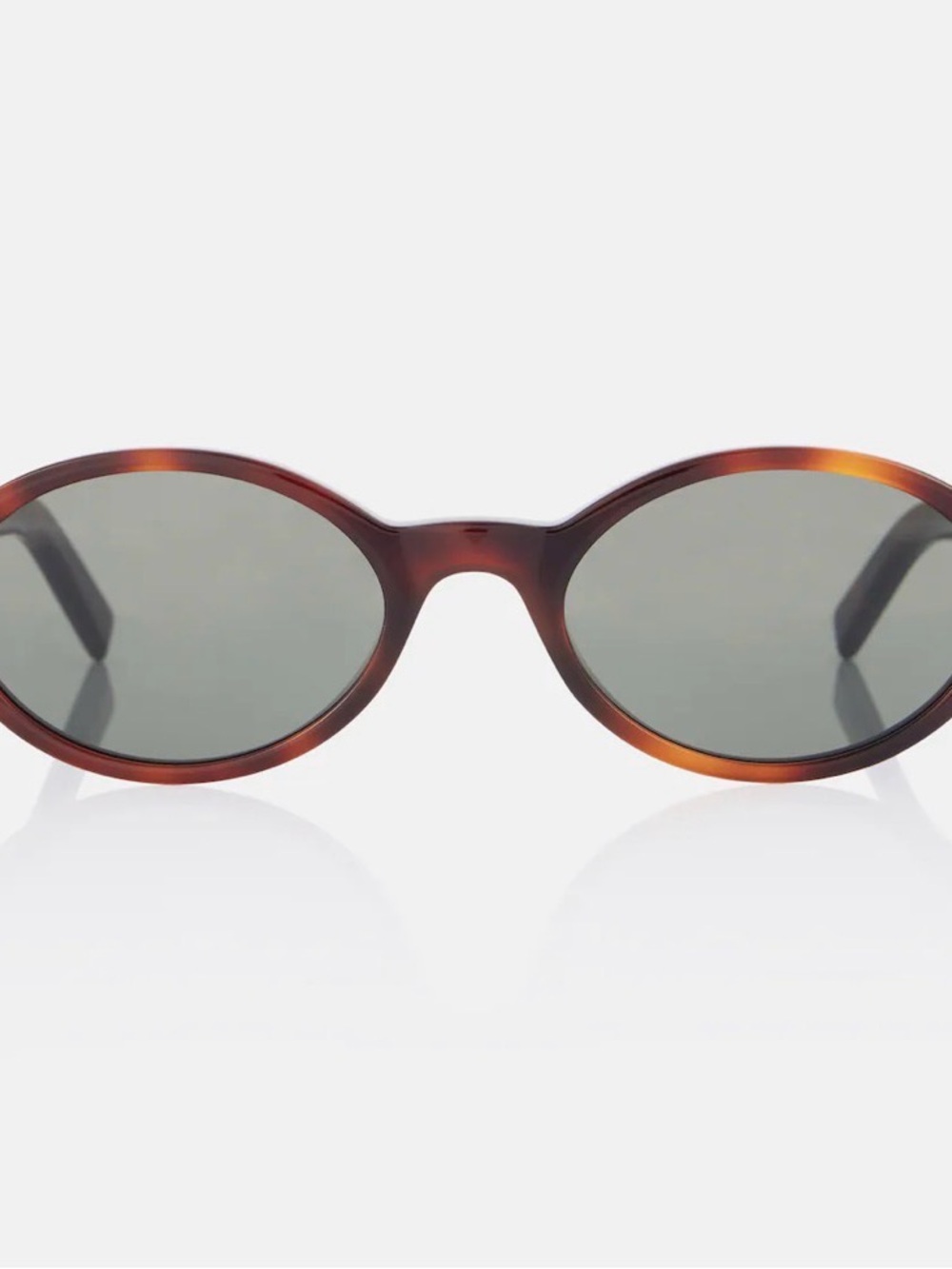 Saint Laurent Women's Oval Tortoiseshell Sunglasses with Green Lenses SL Jeanne